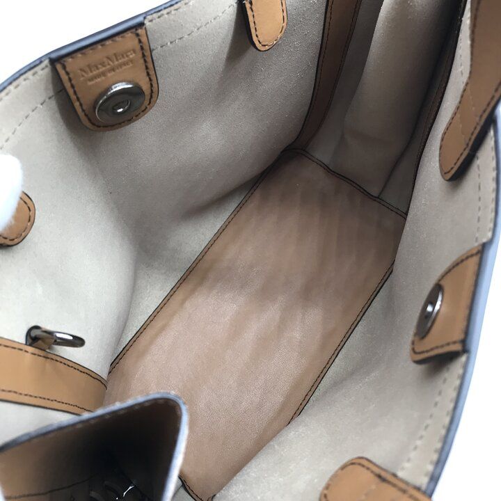 Max Mara Tote Shoulder Leather Braided Simple Brown Commuting to School