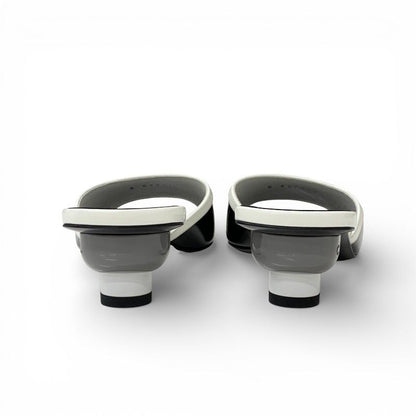 Chanel Sandals Shoes Patent Black White Logo Mule