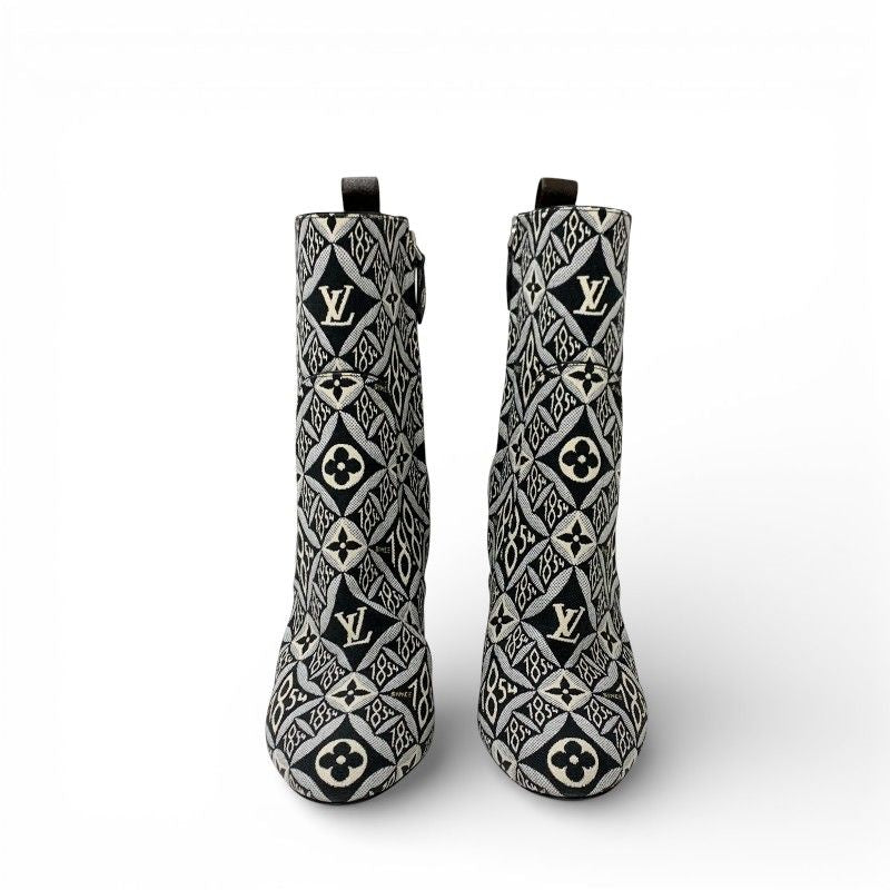 Louis Vuitton Silhouette Line Monogram Boots Short Shoes Fabric Black White