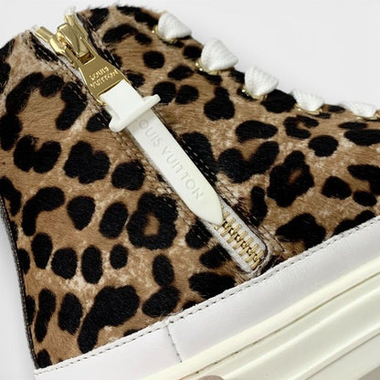 Louis Vuitton Stella Line Monogram Sneakers Shoes Calf Hair Leather Brown White