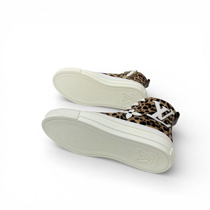 Louis Vuitton Stella Line Monogram Sneakers Shoes Calf Hair Leather Brown White