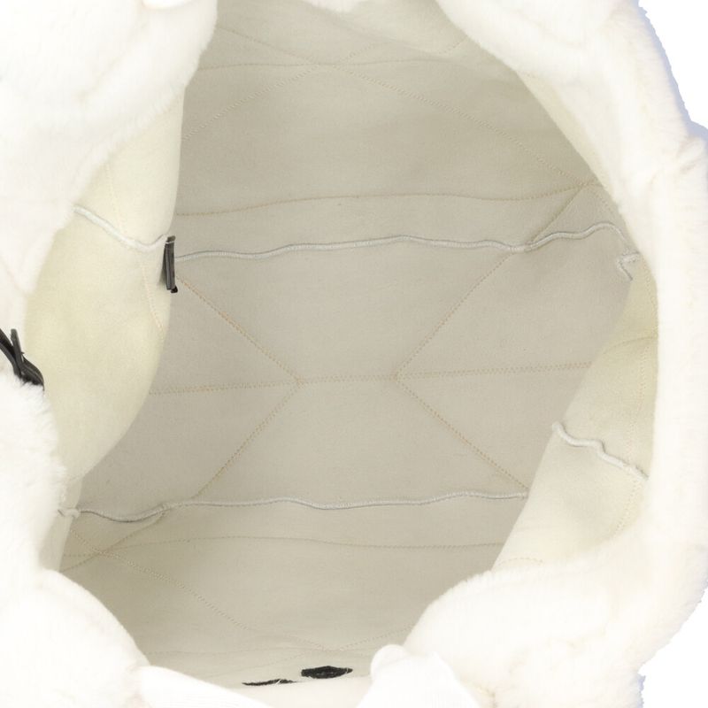 Prada Quilt Shearling Tote Mouton White