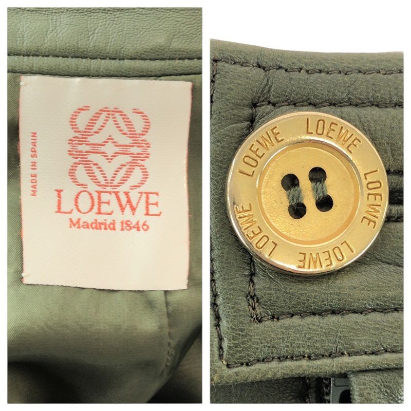 Loewe 40 Green Gold Leather 156 Skirt