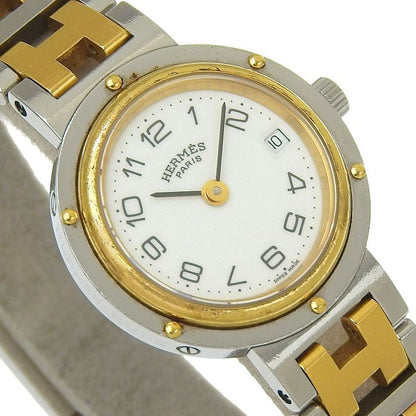 Hermes Clipper Stainless Steel Quartz Analog Display White Dial Watch