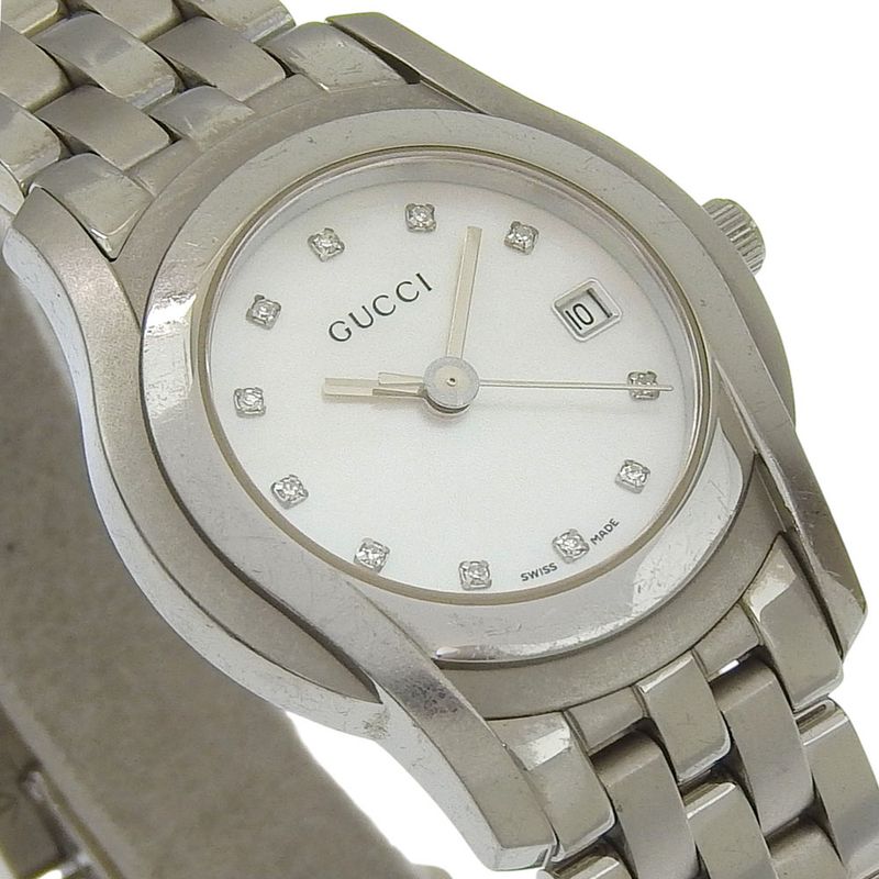Gucci Stainless Steel Quartz Analog Display White Shell Dial Watch