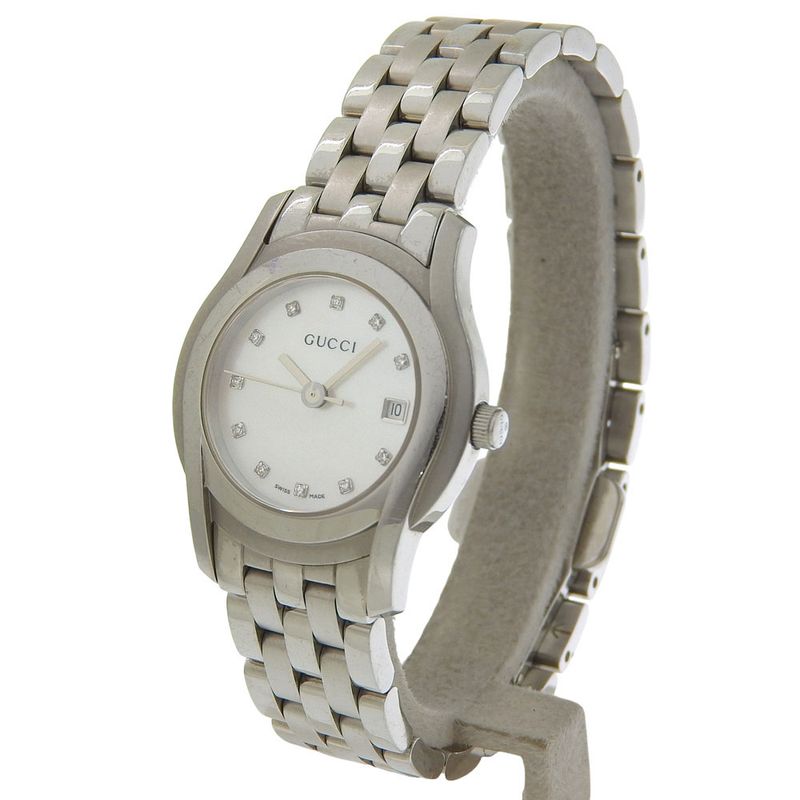 Gucci Stainless Steel Quartz Analog Display White Shell Dial Watch