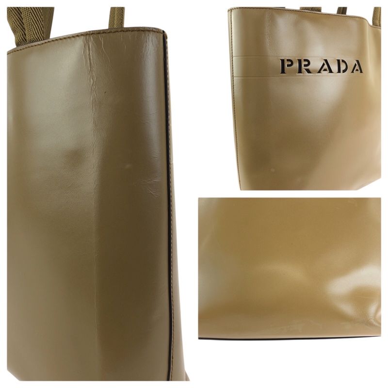 Prada Logo Tote Totes Khaki