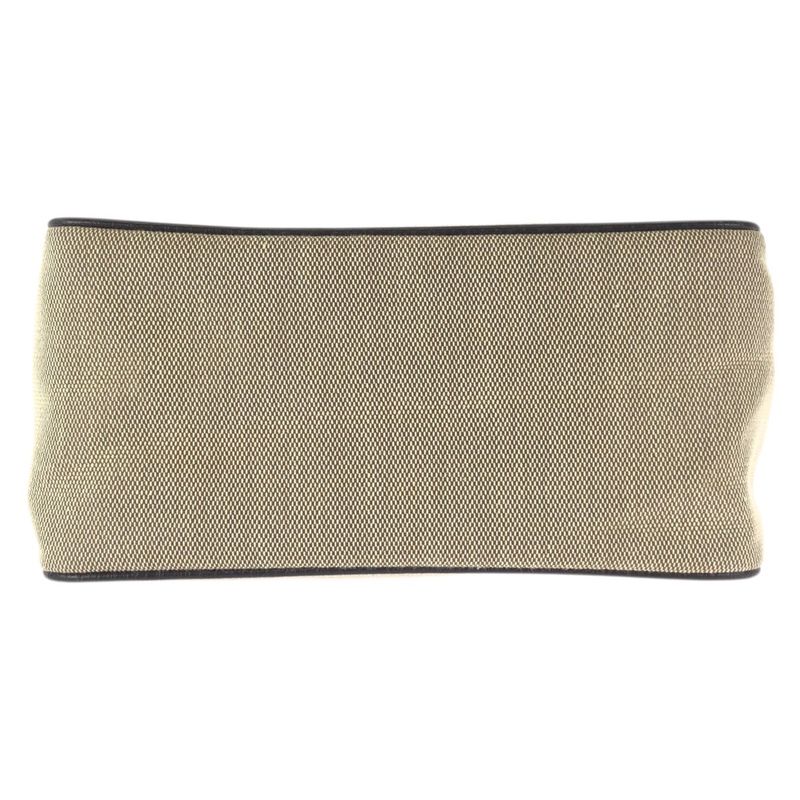 Gucci Sherry Line Beige Silver Canvas Leather Handbag Pouch