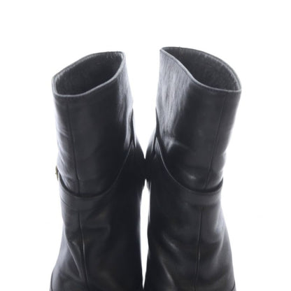 Saint Laurent Yves Short Boots Leather Pin Heel 35 Black