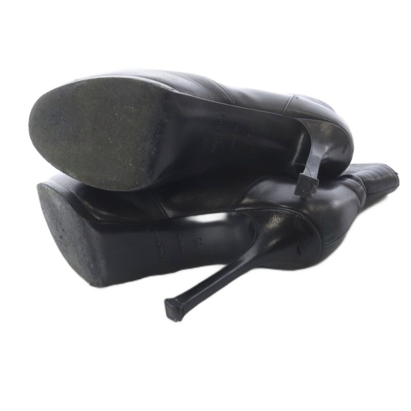 Saint Laurent Yves Short Boots Leather Pin Heel 35 Black