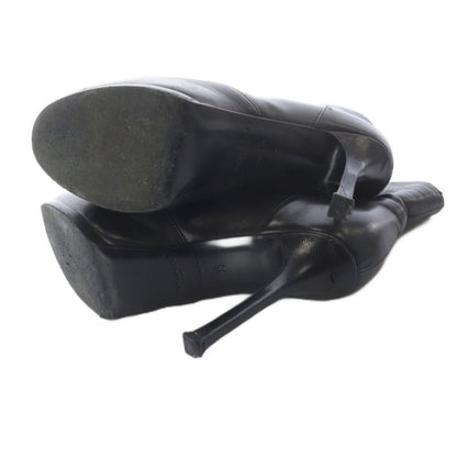 Saint Laurent Yves Short Boots Leather Pin Heel 35 Black