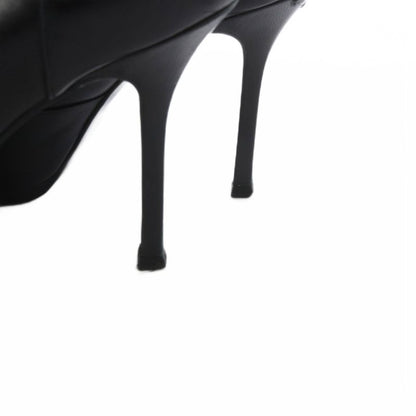 Saint Laurent Yves Short Boots Leather Pin Heel 35 Black