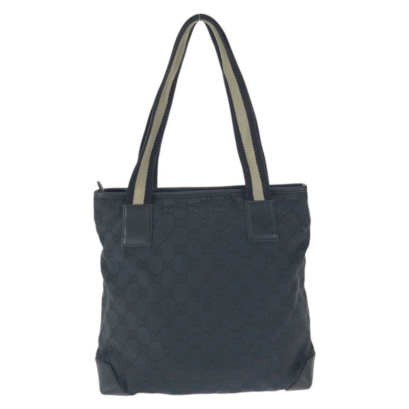 Gucci Black Silver GG Canvas Leather 019 Tote Shoulder Bag