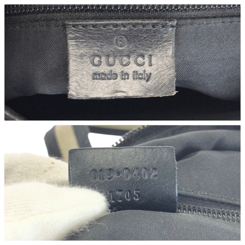 Gucci Black Silver GG Canvas Leather 019 Tote Shoulder Bag