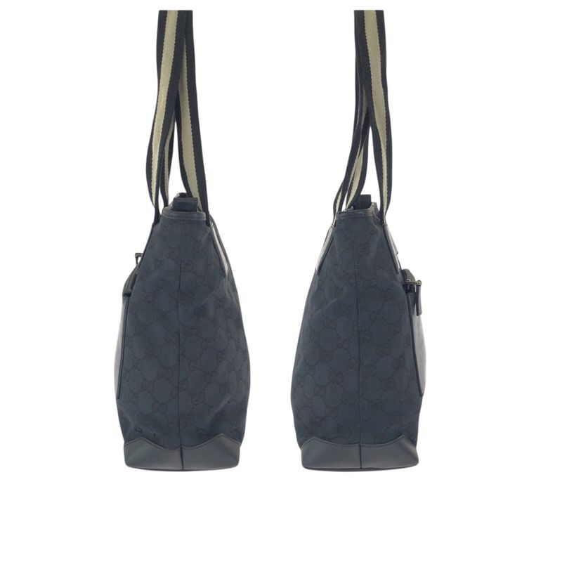 Gucci Black Silver GG Canvas Leather 019 Tote Shoulder Bag