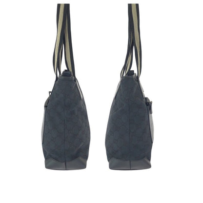 Gucci Black Silver GG Canvas Leather 019 Tote Shoulder Bag