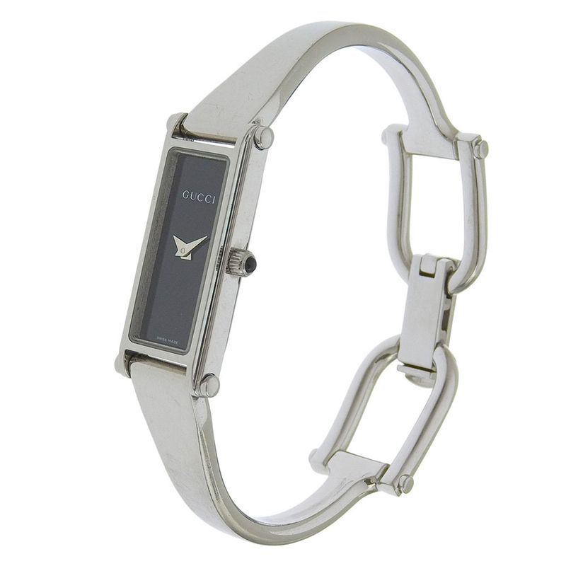 Gucci Stainless Steel Quartz Analog Display Black Dial Watch
