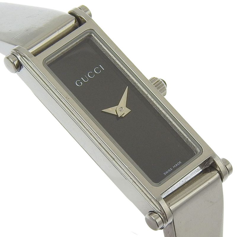 Gucci Stainless Steel Quartz Analog Display Black Dial Watch