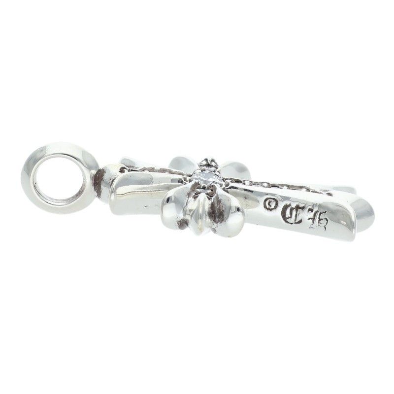 Chrome Hearts Tny Crsf P Dmnd Tiny Fat Cross Pave Diamond Pendant Silver