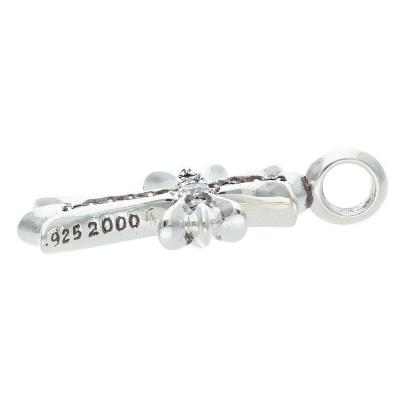 Chrome Hearts Tny Crsf P Dmnd Tiny Fat Cross Pave Diamond Pendant Silver