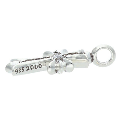 Chrome Hearts Tny Crsf P Dmnd Tiny Fat Cross Pave Diamond Pendant Silver