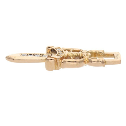 Chrome Hearts 22k P D Pendant Aftermarket Pave Diamond Gold Necklace