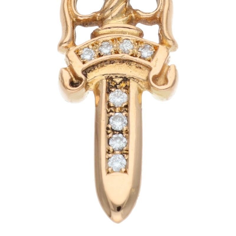 Chrome Hearts 22k P D Pendant Aftermarket Pave Diamond Gold Necklace