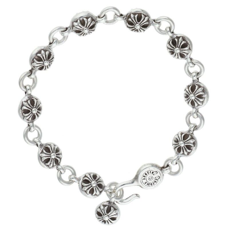 Chrome Hearts No2 Ball 2 Cross Silver Bracelet