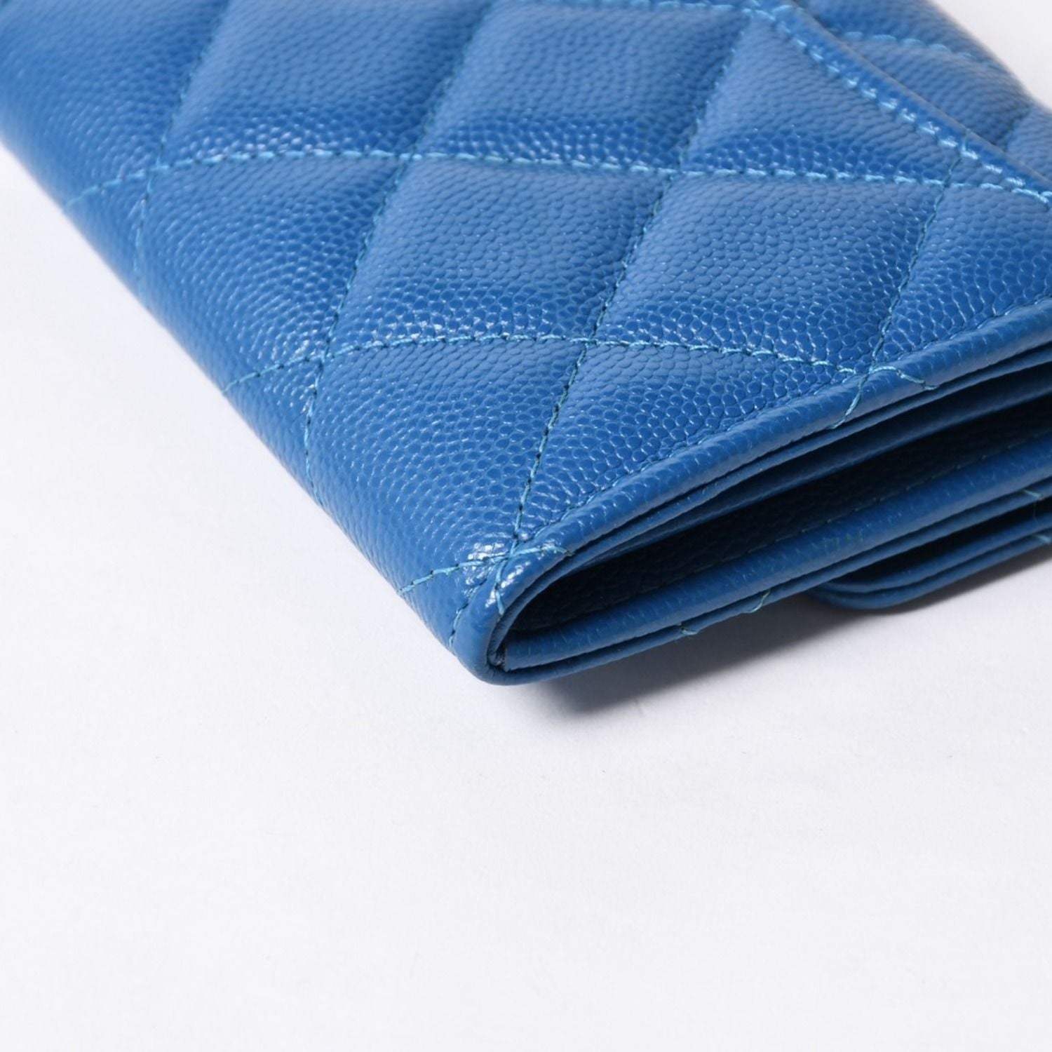 Chanel Chain Wallet Coin Purse CC Logo Caviar Leather Blue — view 5