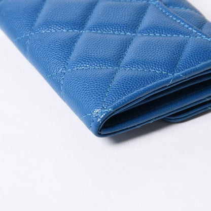 Chanel Chain Wallet Coin Purse CC Logo Caviar Leather Blue — view 5