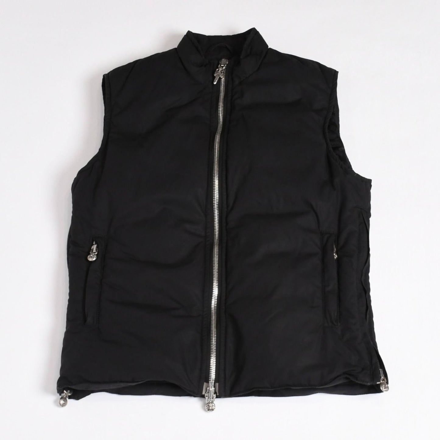 Chrome Hearts Down Vest SM Dagger Zip Cross Ball Horseshoe Black 925 Sterling