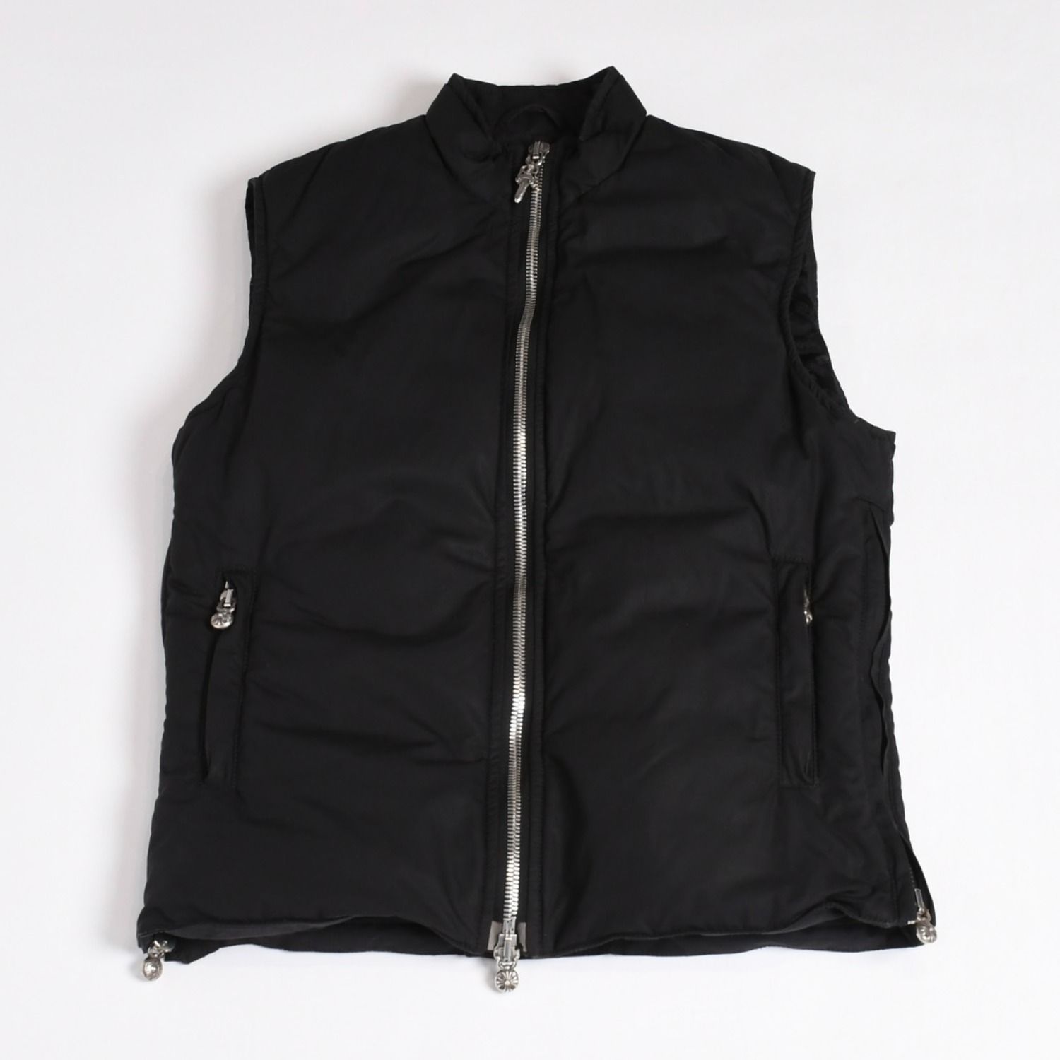 Chrome Hearts Down Vest SM Dagger Zip Cross Ball Horseshoe Black 925 Sterling