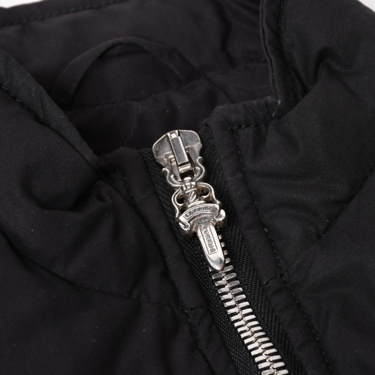 Chrome Hearts Down Vest SM Dagger Zip Cross Ball Horseshoe Black 925 Sterling — view 5