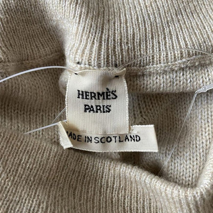 Hermes Pants 36 S Beige Gray Cropped Cashmere Blend Knit Waist Togo Sweater