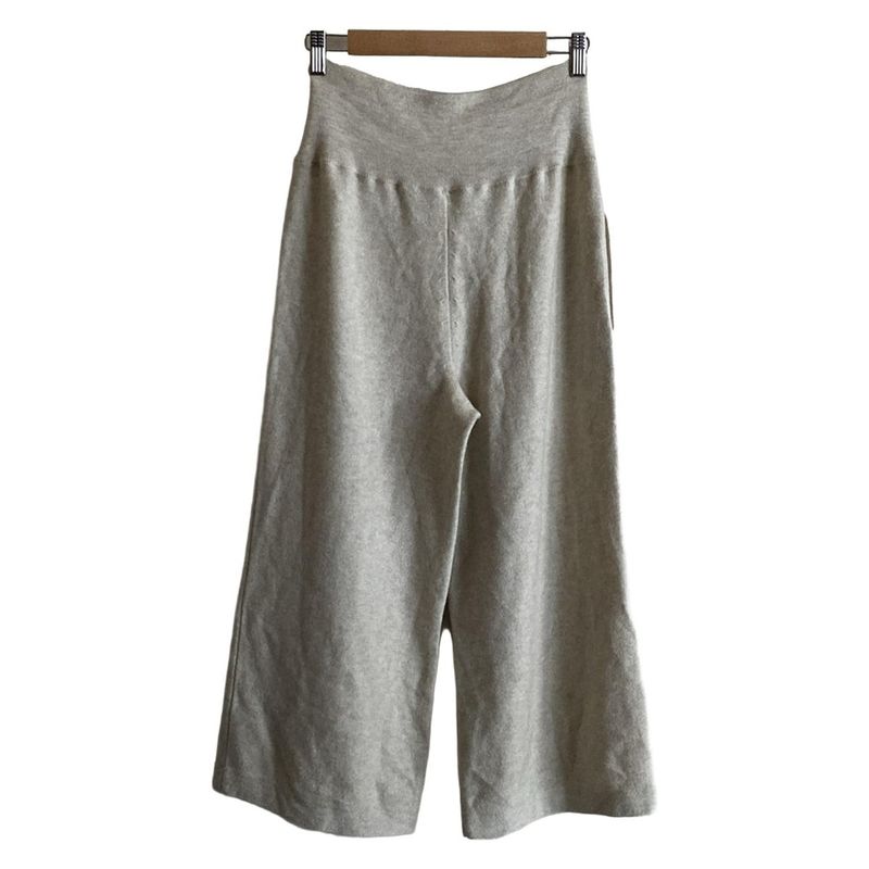 Hermes Pants 36 S Beige Gray Cropped Cashmere Blend Knit Waist Togo Sweater