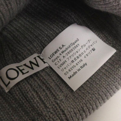 Loewe Knit Hat Ribbed Vinnie Logo Embroidery Wool Gray Sweater