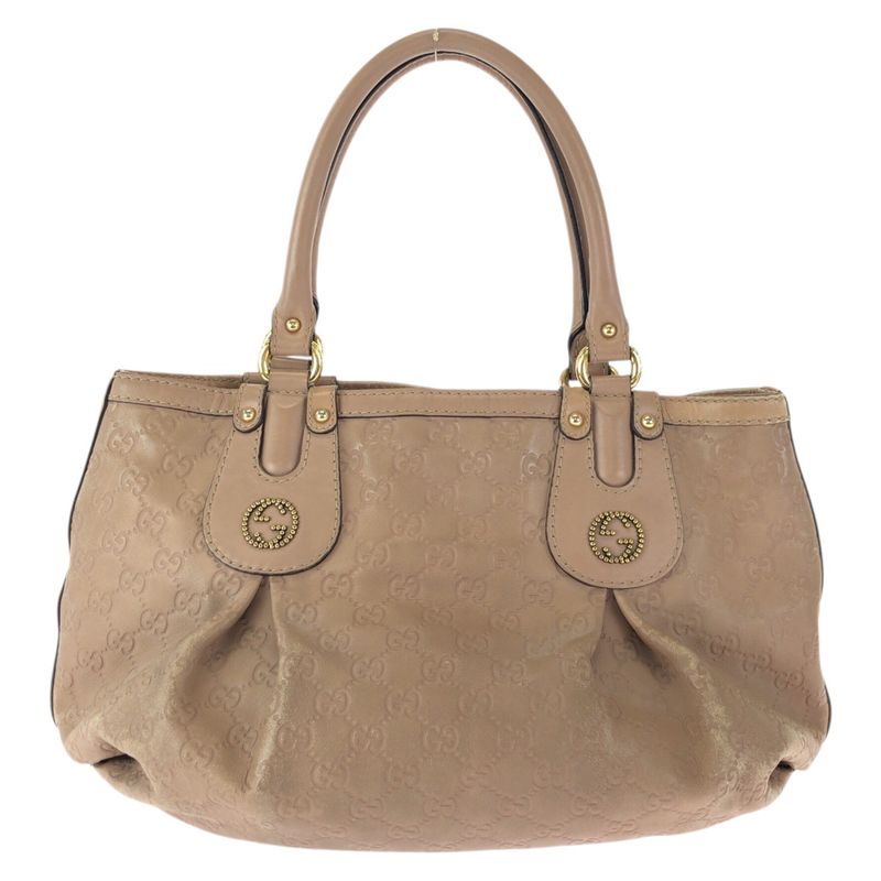 Gucci Scarlet Guccissima GG Pattern Salmon Pink Gold Leather Tote Shoulder Bag