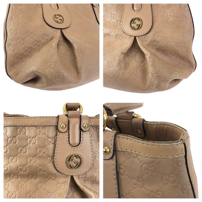 Gucci Scarlet Guccissima GG Pattern Salmon Pink Gold Leather Tote Shoulder Bag