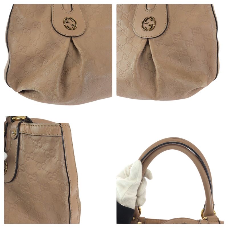 Gucci Scarlet Guccissima GG Pattern Salmon Pink Gold Leather Tote Shoulder Bag