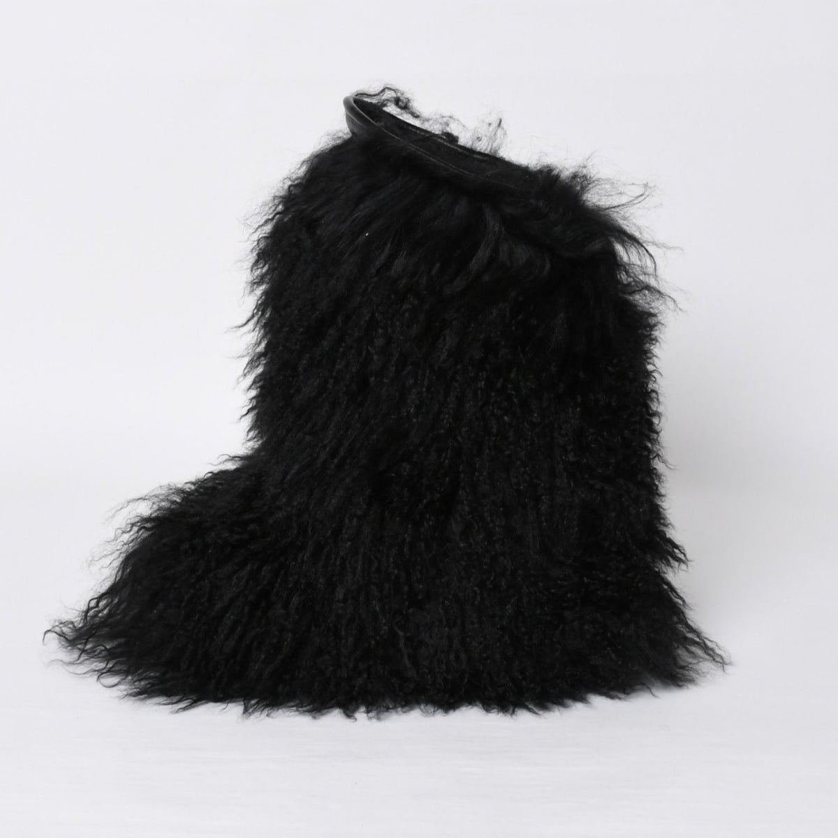 Saint Laurent Fur Boots Black Furry Mongolian Lamb Ankle — view 2