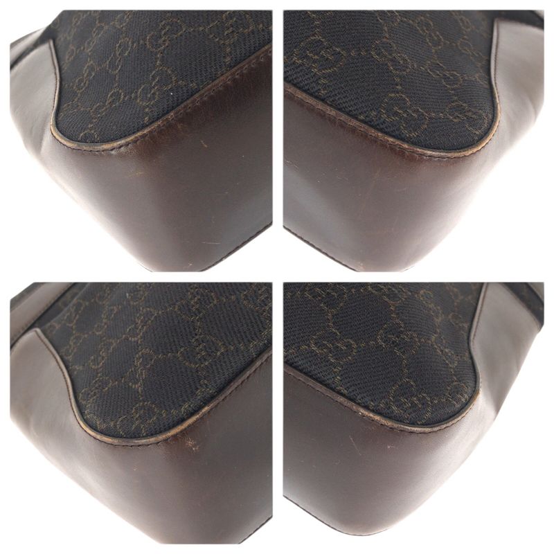 Gucci Dark Brown Silver GG Canvas Leather Tote Shoulder Bag