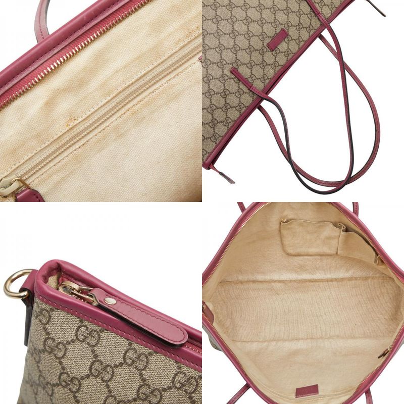 Gucci GG Supreme Tote Shoulder Bag 2-Way Green Canvas Leather