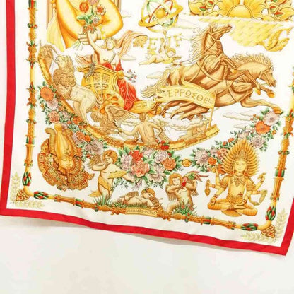 Hermes Lematin Neuf New Morning Carre 90 Large Scarf White Red