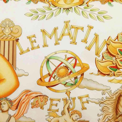 Hermes Lematin Neuf New Morning Carre 90 Large Scarf White Red