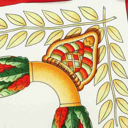 Hermes Lematin Neuf New Morning Carre 90 Large Scarf White Red