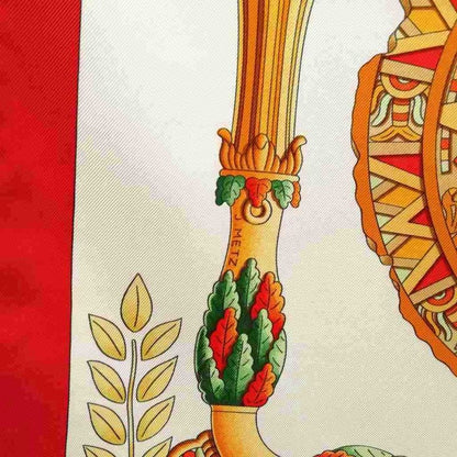 Hermes Lematin Neuf New Morning Carre 90 Large Scarf White Red