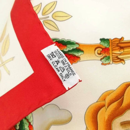 Hermes Lematin Neuf New Morning Carre 90 Large Scarf White Red