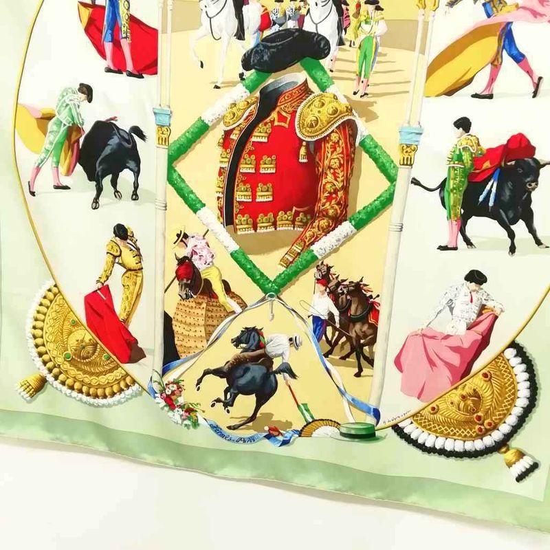 Hermes Plaza de Toros Bullring Carre 90 Large Scarf Green
