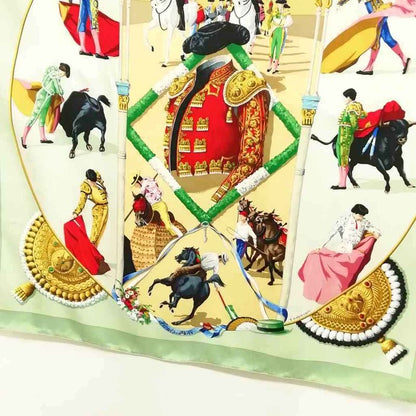 Hermes Plaza de Toros Bullring Carre 90 Large Scarf Green