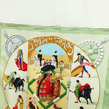 Hermes Plaza de Toros Bullring Carre 90 Large Scarf Green